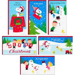 Hallmark Peanuts Christmas Gift Card Holders or Money Holders Assortment, Charlie Brown & Snoopy (36 Cards with Envelopes)(Peanuts)