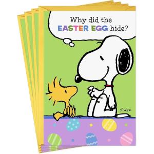Hallmark Peanuts Pack of Easter Cards, Snoopy Easter Egg Joke (4 Cards with Envelopes)(Easter  Snoopy Egg Joke)