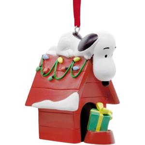 Hallmark Peanuts Snoopy on Holiday Doghouse Christmas Ornament, Gifts for Peanuts Fans