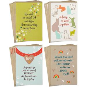 Hallmark Pet Sympathy Card Assortment (16 Cards with Envelopes, 4 Designs) Dogs, Cats, Fur Babies