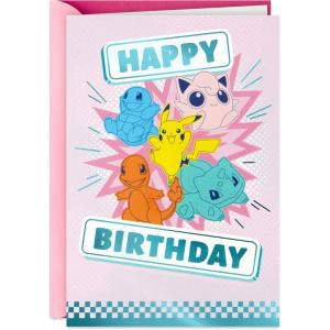 Hallmark Pokémon Valentines Day Cards for Kids School, Pikachu, Bulbasaur, Charmander, Squirtle (12 Blank Classroom Valentines with Envelopes)(Birthday Card)