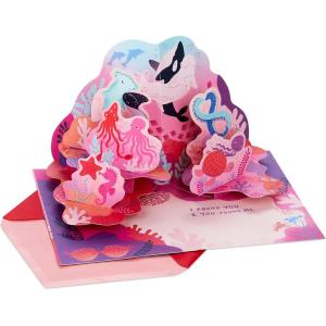 Hallmark Pop Up Card for Husband, Wife, Boyfriend, Girlfriend (Retro RV Camper) for Anniversary, Romantic Birthday, Love, Valentine’s Day(Pop Up  Sea Creatures in Love)