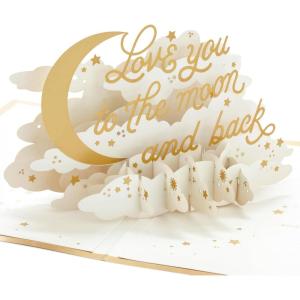 Hallmark Pop Up Love Card, Anniversary Card, or Birthday Card for Husband or Wife (Love You to the Moon and Back Signatuer Paper Wonder)(Pop Up  Moon and Back)