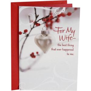 Hallmark Romantic Christmas Card for Husband, Wife, Boyfriend, Girlfriend (I Love You)(For My Wife  Winter Branch)