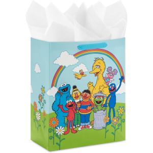 Hallmark Sesame Street 13″ Large Gift Bag with Tissue Paper (Big Bird, Elmo, Grover, Cookie Monster) for Birthdays, Christmas, Back to School(Sesame Street)
