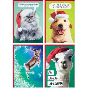 Hallmark Shoebox Funny Boxed Christmas Cards (24 Cards and 24 Envelopes) Dog, Cat, Llama, Reindeer
