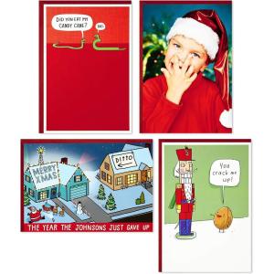 Hallmark Shoebox Funny Boxed Christmas Cards Assortment, Crack Me Up (4 Designs, 24 Christmas Cards with Envelopes) (5XPX9457)(Shoebox Funny)