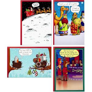 Hallmark Shoebox Funny Christmas Boxed Cards Assortment, Cartoons (4 Designs, 24 Christmas Cards with Envelopes)(Holiday Cartoons  Funny Card Assortment)