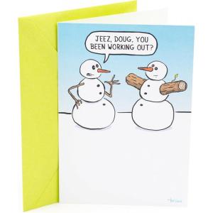 Hallmark Shoebox Funny Christmas Card (Ice Hole Polar Bears)(Buff Snowman  1 Card with Envelope)