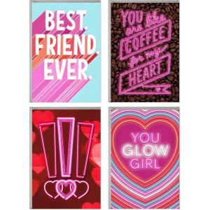 Hallmark Shoebox Pack of 2 Funny Valentines Day Cards (Dinosaur, Nachos)(Colorful Galentine’s Day  4 Cards with Envelopes)