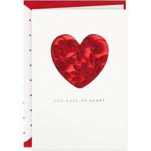 Hallmark Signature Anniversary Card (Gold and Woodgrain, Love You More) for Husband, Wife, Partner, Spouse(You Have My Heart)