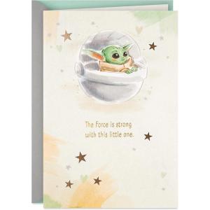 Hallmark Signature Baby Shower Card (Showered with Happy)(Baby Yoda  Force is Strong)
