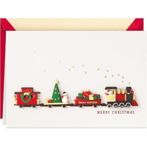 Hallmark Signature Christmas Card (Fun Surprises Santa Claus with Gift)(Christmas Train)