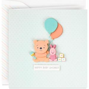 Hallmark Signature Disney Baby Shower Card for New Parents (Winnie the Pooh and Piglet) Welcome New Baby, Congratulations(Assorted/ Multicolor)