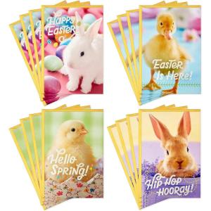 Hallmark Signature Easter Card with Felt Finger Puppets (Bunny, Chick, Lamb) for Kids, Grandchildren, Easter Baskets(Easter Bunnies and Chicks)