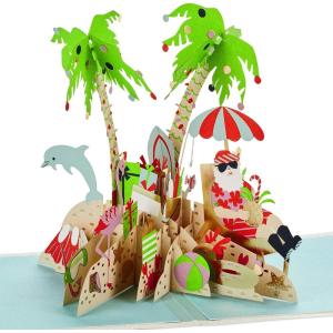 Hallmark Signature Paper Wonder Pop Up Christmas Card (Merry Christmas)(Tropical Santa Pop Up)
