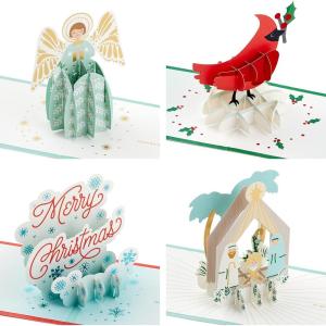 Hallmark Signature Paper Wonder Religious Pop Up Christmas Card (Nativity)(4 Assorted Pop Up Cards with Envelopes)