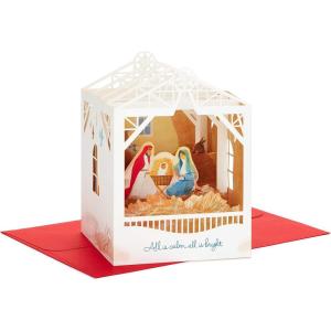 Hallmark Signature Paper Wonder Religious Pop Up Christmas Card (Nativity)(Illustrated Nativity  1 Pop Up with Envelope)