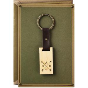 Hallmark Signature Peanuts Fathers Day Card (Snoopy and Woodstock Canoeing) (799FFW2007)(Dad  Removable Wood Keychain)