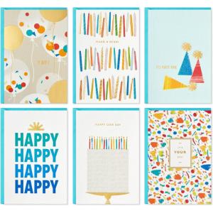 Hallmark Spiritual Birthday Card Assortment (16 Floral Cards with Envelopes, 4 Designs) Bright and Blessed(Party Time)