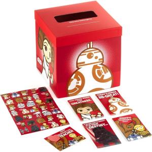 Hallmark Star Wars Valentines Day Cards and Mailbox for Kids School Classroom Exchange (1 Box, 32 Valentine Cards, 35 Stickers, 1 Teacher Card)