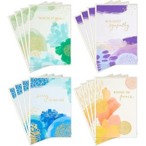 Hallmark Sympathy Cards Assortment, Abstract Watercolor (16 Assorted Thinking of You Cards with Envelopes)