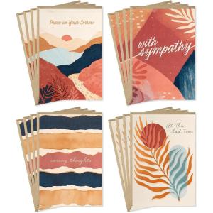 Hallmark Sympathy Cards Assortment, Painted Palms (16 Assorted Thinking of You Cards with Envelopes)