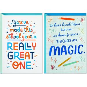 Hallmark Teacher Appreciation Cards, Good Teachers Brighten Futures (4 Cards with Envelopes)(For Teacher and Coach  2 Cards with Envelopes)