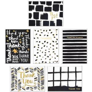Hallmark Thank You Cards Assortment, Black and Gold Geometric (40 Thank You Notes with Envelopes for Wedding, Business, Graduation, All Occasion)(Black & White Assortment)