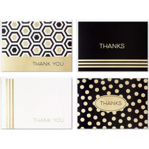 Hallmark Thank You Cards Assortment, Black and Gold Geometric (40 Thank You Notes with Envelopes for Wedding, Business, Graduation, All Occasion)(Geometric)