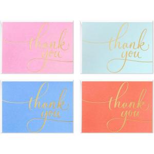 Hallmark Thank You Cards Assortment, Gold Foil Script (40 Thank You Notes with Envelopes for Wedding, Bridal Shower, Baby Shower, Business)(Solids & Gold)