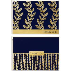 Hallmark Thank You Cards Assortment, Navy and Gold (50 Thank You Notes with Envelopes for Wedding, Bridal Shower, Baby Shower, Business, Graduation)(Navy & Gold)