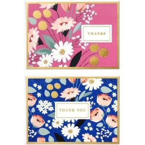 Hallmark Thank You Cards Assortment, Pink and Blue Floral (50 Thank You Notes with Envelopes for Wedding, Bridal Shower, Baby Shower, Business, Graduation)(Folk Floral)