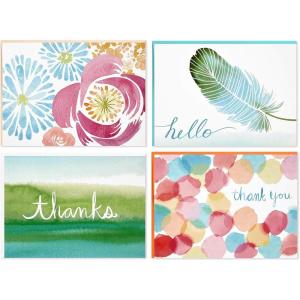 Hallmark Thank You Cards Assortment, Pink and Blue Floral (50 Thank You Notes with Envelopes for Wedding, Bridal Shower, Baby Shower, Business, Graduation)(Watercolor Designs)