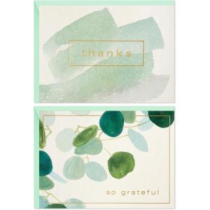 Hallmark Thank You Cards Assortment, Watercolor Greenery (50 Thank You Notes and Envelopes)