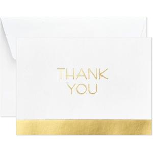 Hallmark Thank You Cards, Gold and White Bulk (40 Thank You Notes with Envelopes for Graduation, Business, Weddings, All Occasion)