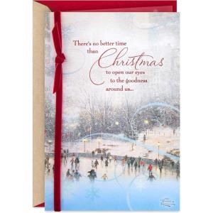 Hallmark Thomas Kinkade Christmas Card (Snow Cabin) (0599XXH5221)(Ice Skating  1 Kinkade Card with Envelope)