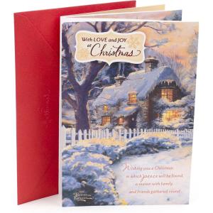 Hallmark Thomas Kinkade Christmas Card (Snow Cabin) (0599XXH5221)(Snow Cabin  1 Kinkade Card with Envelope)