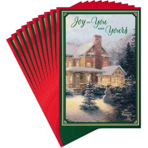 Hallmark Thomas Kinkade Christmas Card (Snow Cabin) (0599XXH5221)(Snowy House  10 Kinkade Cards with Envelopes)