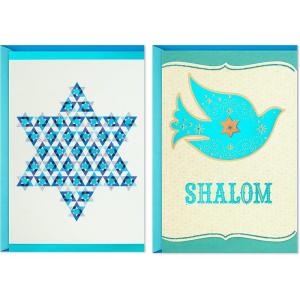 Hallmark Tree of Life Pack of 2 Hanukkah Cards (Shalom, Star of David)