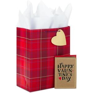 Hallmark Valentine’s Day 15″ Extra Large Gift Bag with Tissue Paper (Hearts, Blue, Purple, Pink, Red, Orange) for Kids, Teachers, Husband, Wife, Grandchildren(Plaid)
