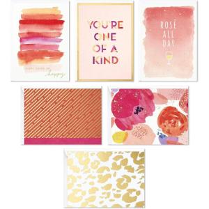 Hallmark Valentine’s Day Cards for Kids, Hearts & Rainbows (24 Blank Cards with Envelopes) for Birthdays, Back to School, Any Occasion(Pink and Gold)