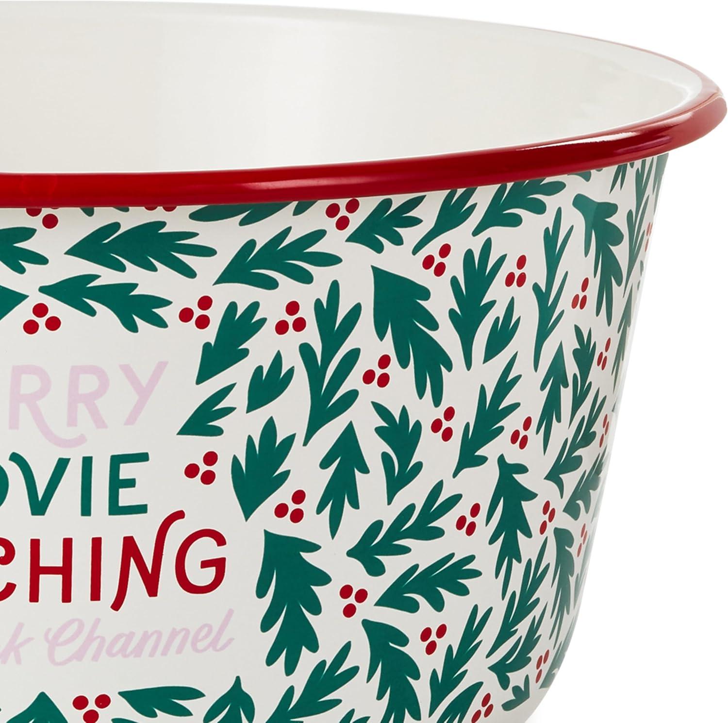 imageHallmark Channel Popcorn Bowl Merry Movie Watching Red and Green Holly Housewarming PresentPopcorn Bowl