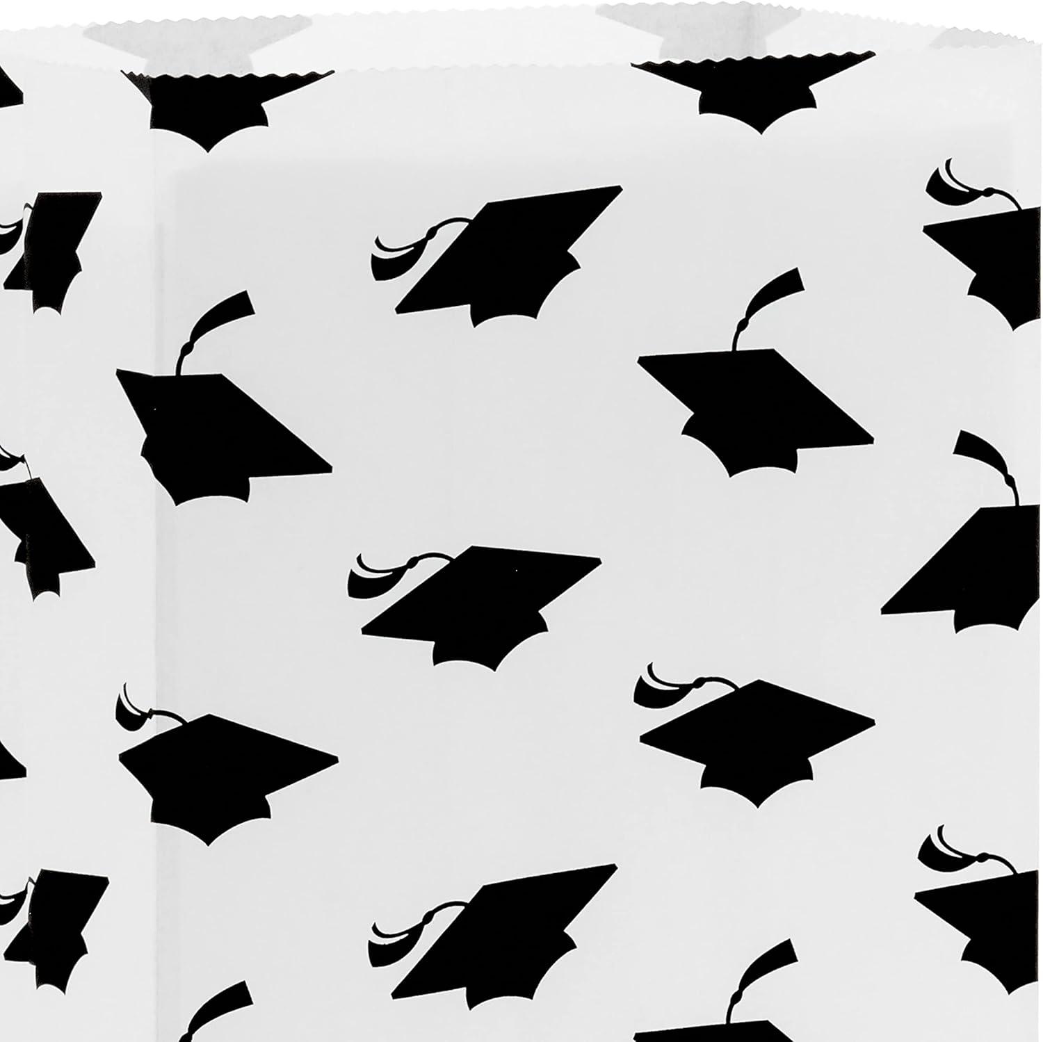 imageHallmark Graduation Party Favor and Wrapped Treat Bags 30 Count White with Black Mortarboards for Grad Gifts Open Houses Gift CardsBlack White