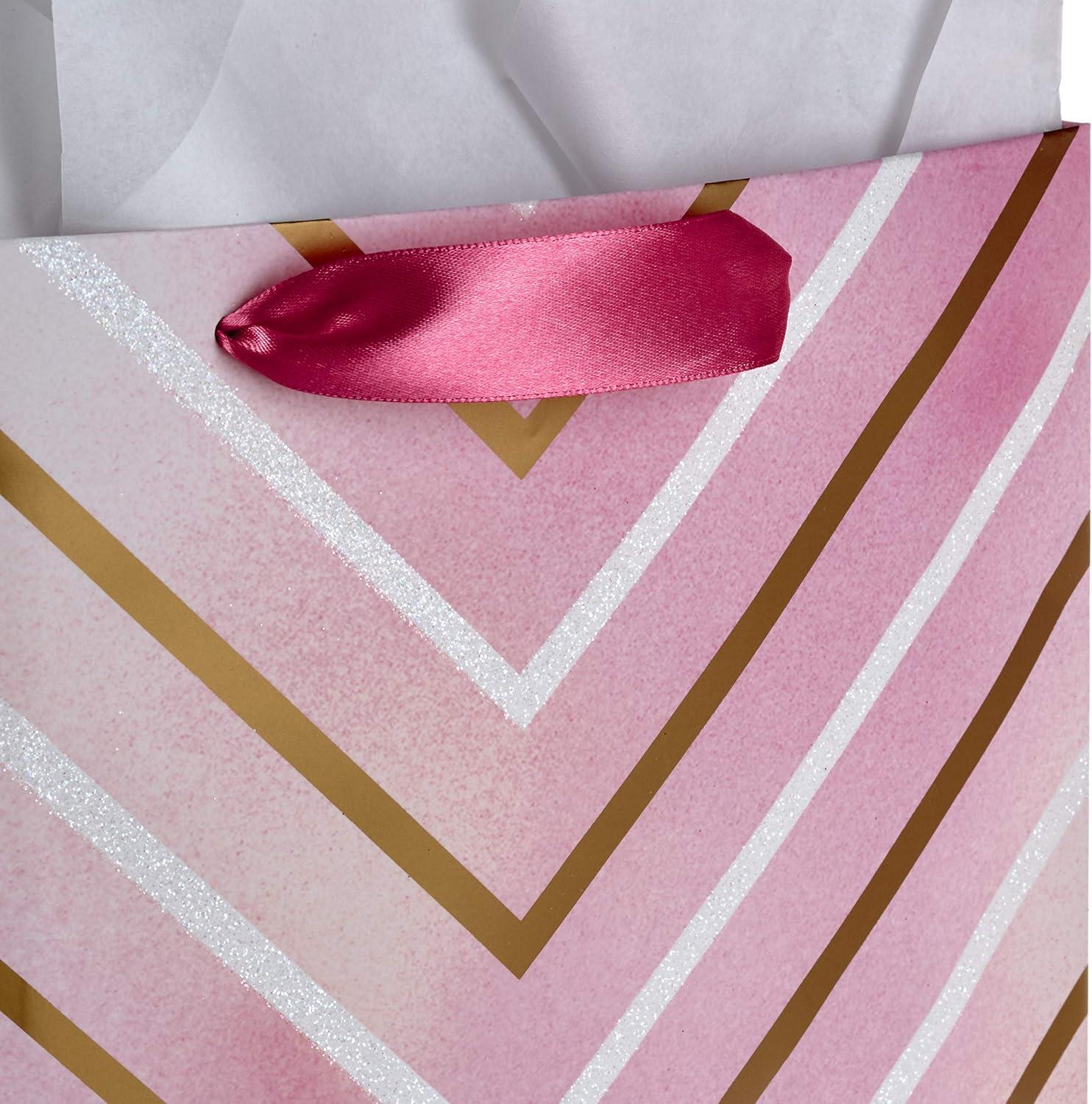 imageHallmark Morgan Harper Nichols Gift Bag Bundle 2 Bags 1 Medium 9quot 1 Large 13quot Pink Peach Green Teal Floral for Birthdays Mothers Day GraduationsWhite Pink