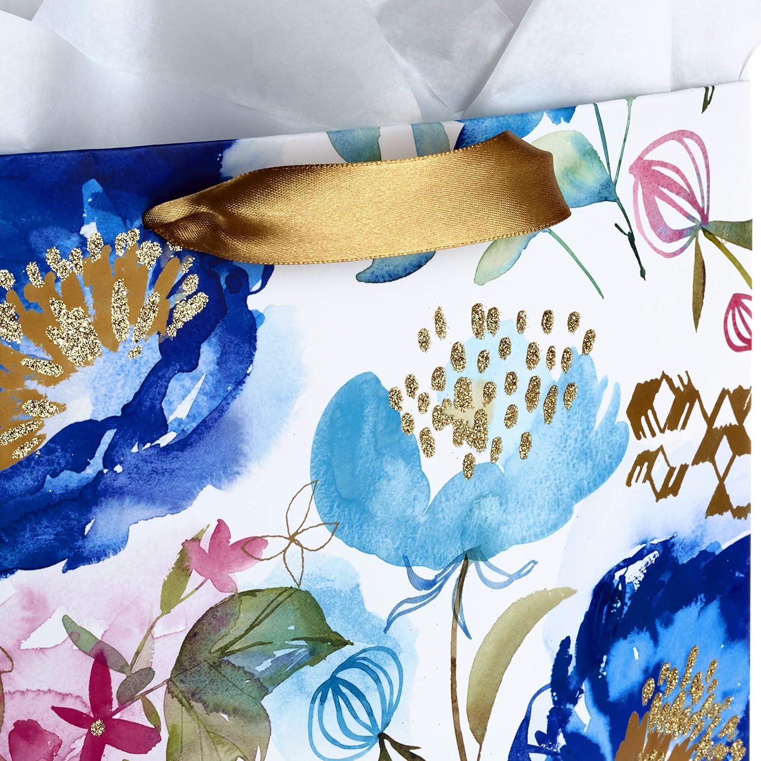 imageHallmark Morgan Harper Nichols Gift Bag Bundle 2 Bags 1 Medium 9quot 1 Large 13quot Pink Peach Green Teal Floral for Birthdays Mothers Day GraduationsWhite Pink