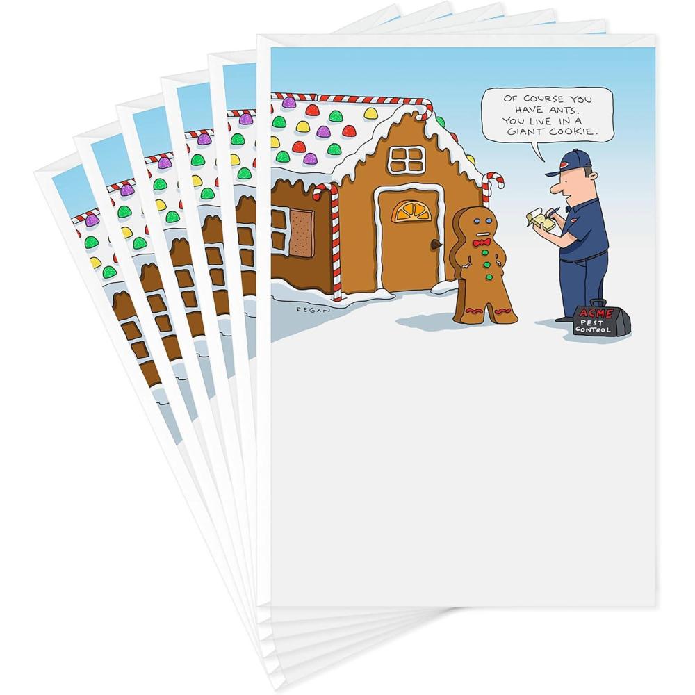 imageHallmark 0599XXH2125 Shoebox Funny Christmas Cards Pack Gingerbread House 6 Cards with EnvelopesGingerbread  6 Funny Cards with Envelopes