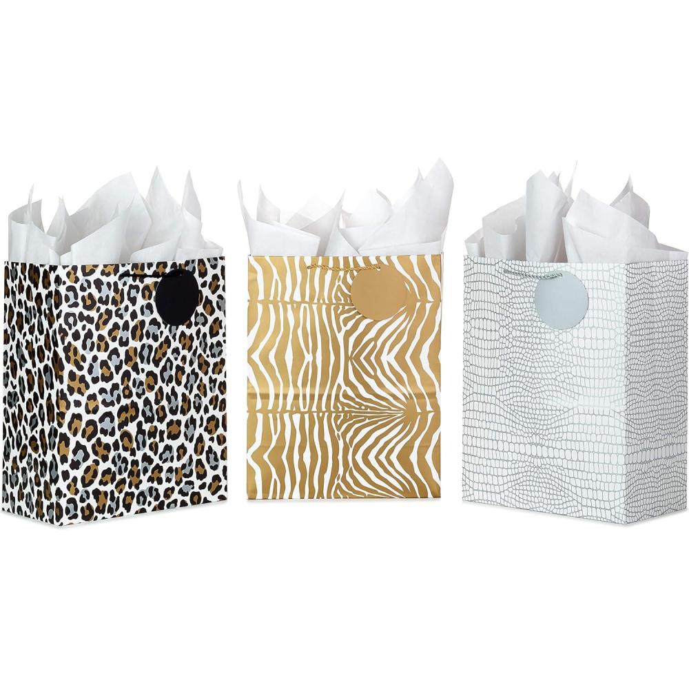 imageHallmark 13quot Large Iridescent Gift Bags Assortment 3 Bags Rainbow Gradients  BlueGreen GoldSilver PurpleRed for Birthdays Graduations Bridal Showers Baby ShowersSilver Gold