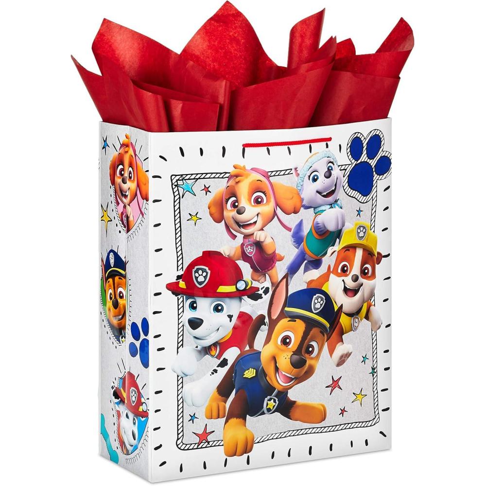 imageHallmark 15quot Extra Large Paw Patrol Gift Bag with Tissue Paper for Birthdays Kids Parties Christmas HolidaysPaw Patrol