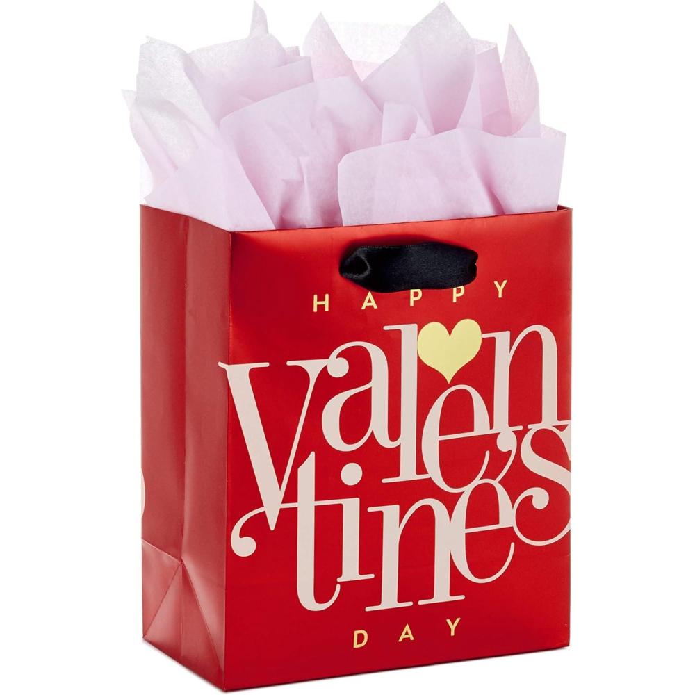 imageHallmark 15quot Extra Large Valentines Day Gift Bag with Tissue Paper Candy HeartsRed Happy Valentines Day